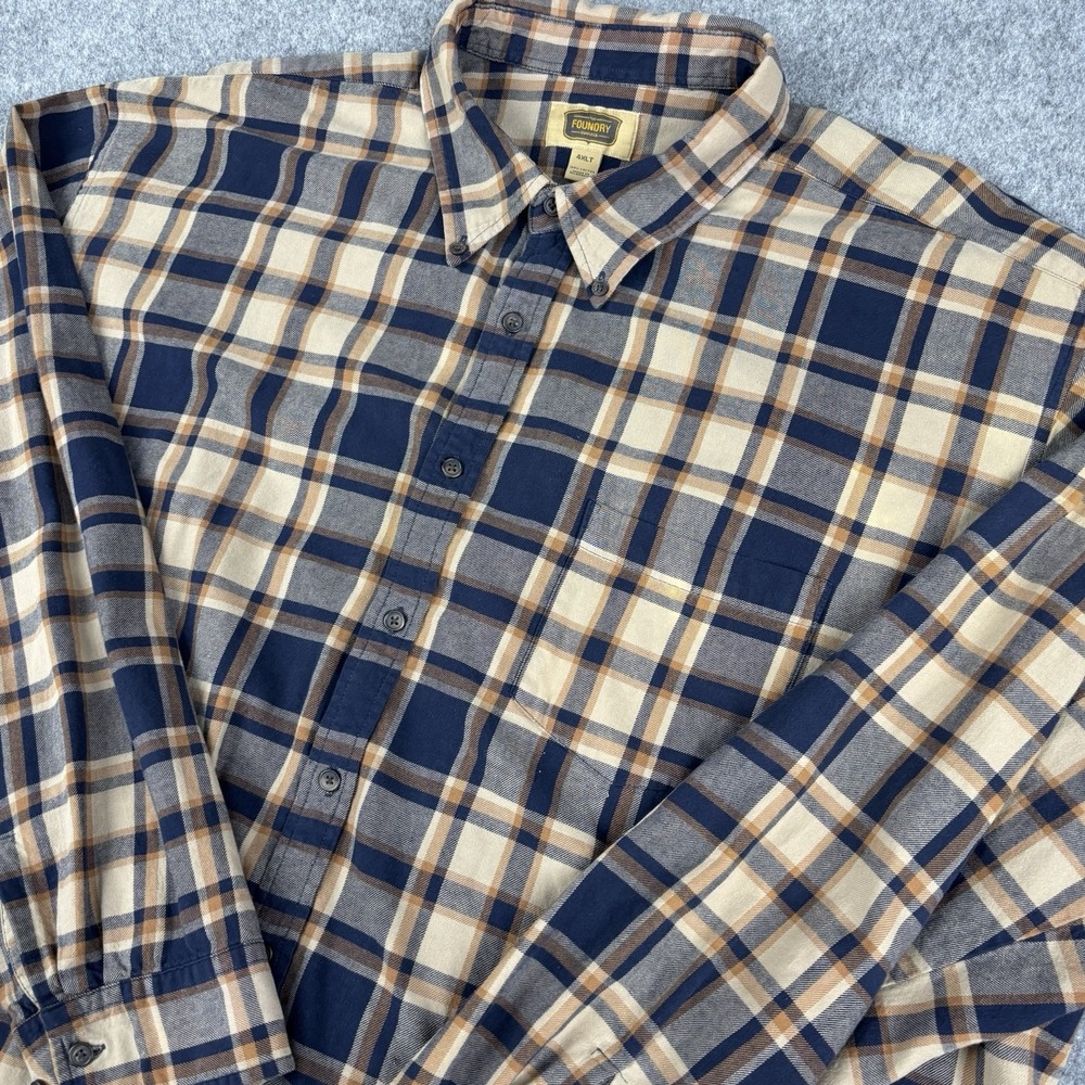The Foundry Supply Co Shirt Mens 4XLT Plaid Button Up Flannel Big Tall Work Warm